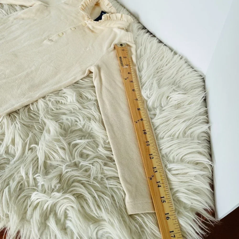 Ralph Lauren Girls Cream Long‎ Sleeve Ruffled Dress Size 6x